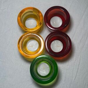 Vintage Leonardo Germany Glass Votive Candle Decor 5 Piece Set NWT